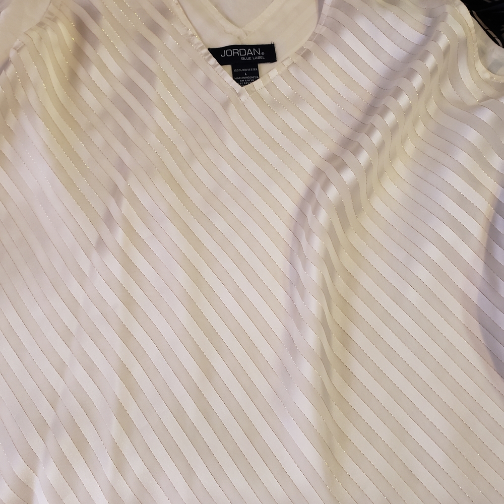 Jordan Women's Cream Striped Sleeveless Blouse